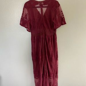 Floor Length Maroon Lace Dress / Large